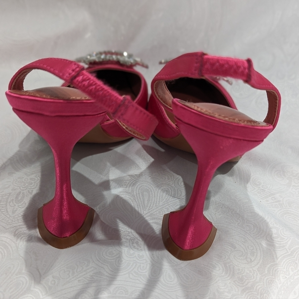 Hay Ixia Rhinestone Pink Heels Size 38 or US 8 - Picture 2 of 7